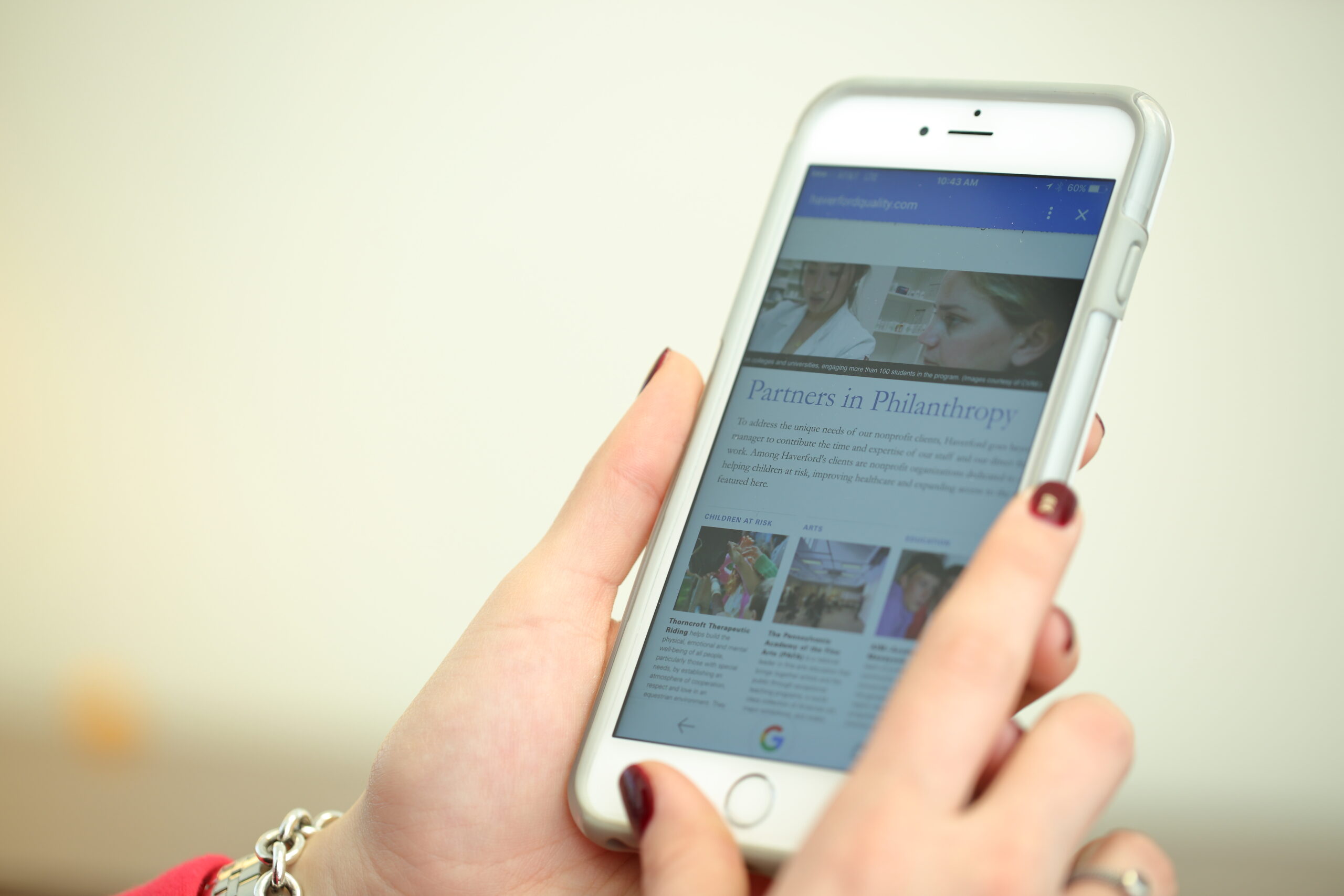 Haverford quality website displayed on a phone